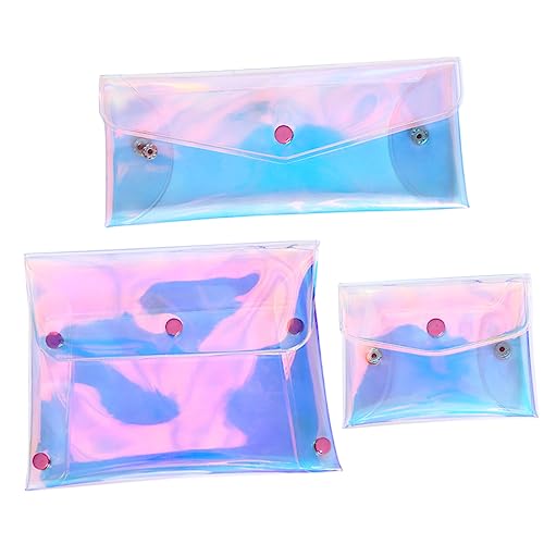 minkissy 3st Kosmetik Tasche Geldbörse Transparente Geldbörse Weit Offener Beutel Reißverschlusstasche Kosmetiktasche Klare Geldbörse Kulturbeutel Aufbewahrungstaschen PVC Damen Handheld von minkissy