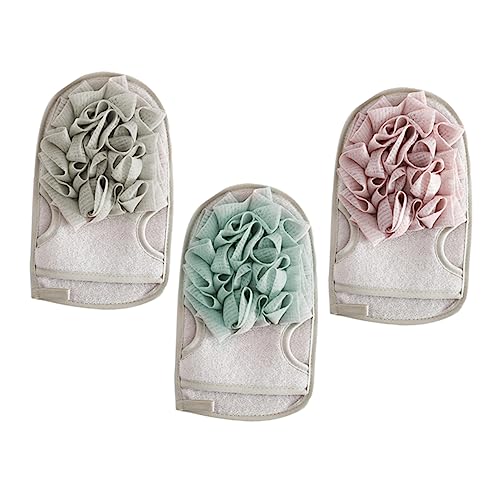 3St badetuch handschuhe Peeling-Zubehör Badezubehör für das Bad Babyhandfäustlinge Peeling-Handschuhe Blasenmacher Haushalt Wäscher Badeblume Handtuch aus Polyester-Baumwolle von minkissy