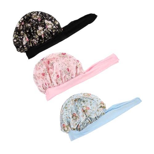 minkissy 3stücke Junge Mädchen Schlafhauben Aus Atmungsaktivem Material Elastische Mützen Für Mädchen Zum Schlafen Und Duschen Schützt Vor Verfilzungen Und Schäden von minkissy