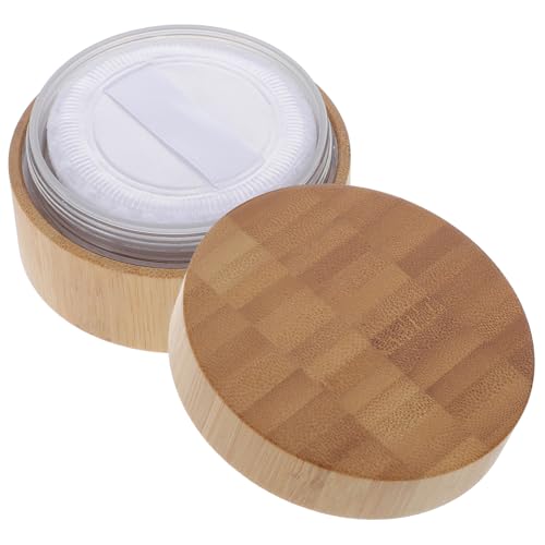 minkissy 30g Bamboo Powder Case Mit Puderpuff Und Siebdeckel Leeres Kosmetikbehälter Für Make-up Für Unterwegs Aufbewahrung Von Kosmetik Oder Bastelbedarf von minkissy