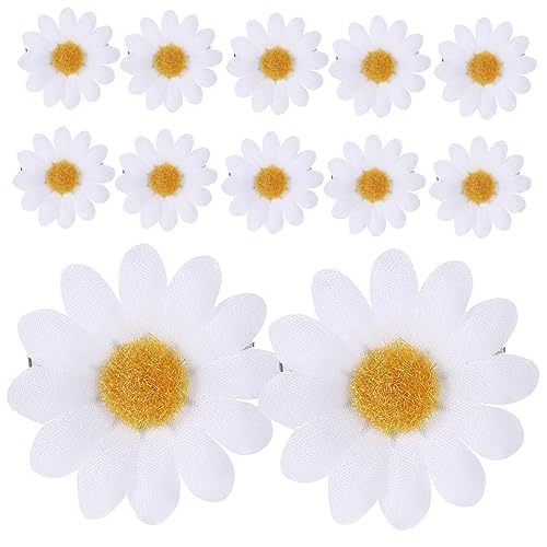 36 Stk Silberne Haarspangen Mini-blumen-haarspangen Gänseblümchen-clips Haarschmuck Aus Sonnenblumen Gänseblümchen-haarspangen Haarblumenclips Weiß Bohemien Damen Strandblume von minkissy