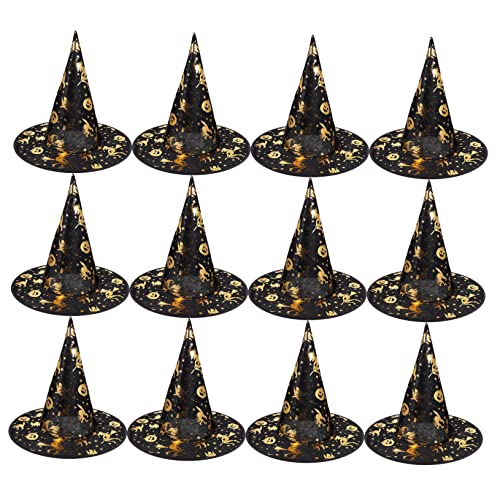 minkissy 36 Stk Halloween-hexenhut Spitzer Hexenhut Zaubererhut Erwachsene Halloween-zauberermütze Zauberer Zipfelmütze Hexenkopfbedeckung Bunte Hexenhüte Geschenk Tuch Mini Kind Requisiten von minkissy