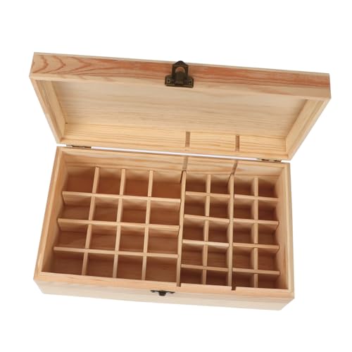 minkissy 36Er Karton Holzkiste mit 36 ​​Gittern für ätherische Öle Holzhalterung Aufbewahrungsregal für ätherische Öle Koffer ätherisches Öl Aromatherapie-Flaschen-Organizer hölzern Spender von minkissy