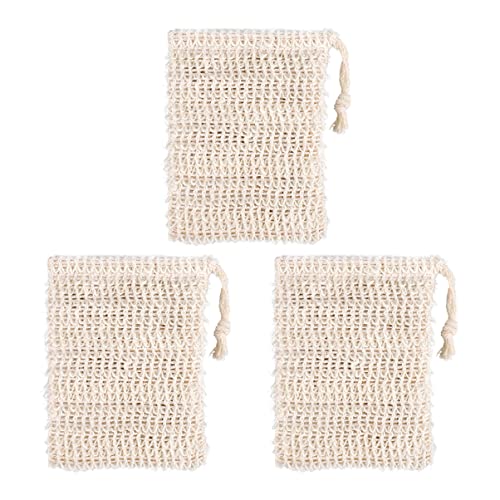 minkissy 3Pcs Soap Foaming Bag soap bags Soap Holder Bag soap bag scrubber soap saver pouch mesh organizer bags Soap Saver Bag Bubble Maker Ramie Soap Pouch Mesh Bag single bath soap jute von minkissy