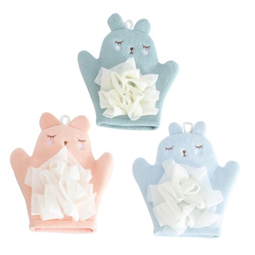 minkissy 3stücke Teiliges Junge Mädchen-badehandschuhe Aus Cartoon-design Weiche Waschhandschuhe Für Sanfte Hautpflege Badetool Für Junge Mädchen Und Kleinkinder Farblich Gemischt von minkissy
