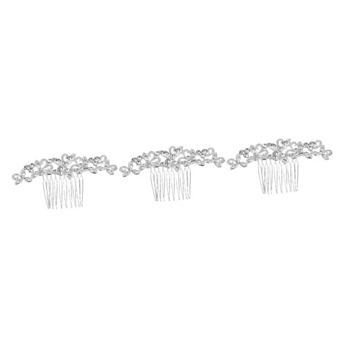 minkissy 3St Haarschmuck für die Braut haar spangen klammern haare comb Strass-Kopfschmuck Haarkamm-Clip mit Strass Tiara Hochzeit Haarkamm Brautkamm Kopfbedeckung Haare hoch Weiß von minkissy