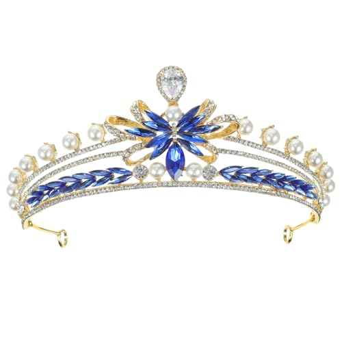 minkissy 3St Brautkrone hochzeits schmuck birthday crown Strasskrone Perlenkrone Damenkrone Perlenstirnband Strass-Stirnband die Krone Hochzeits-Strass-Kronen-Stirnband Feenkrone Legierung von minkissy