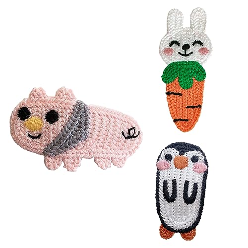 minkissy 3st Cartoon-bb-clip Aus Wolle Gestrickte Haarnadel Cartoon Haarspangen Kinder Bobby Pins Karotten-haarspange Hasenhaarspangen Bb Haarspangen Karottenkaninchen Mädchen Häkeln Garn von minkissy