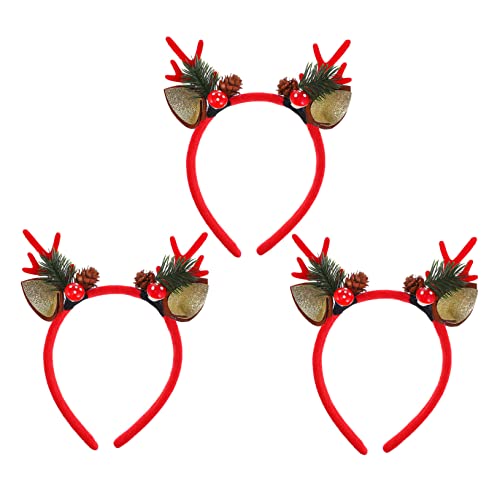 minkissy 3st Geweih Stirnband Weihnachtsmannkostüm Für Kinder Geweih Haarband Geschmücktes Zubehör Elfenohren Stirnband Kinderkleidung Rot Damen Flanell Schmücken Mori-abteilung von minkissy