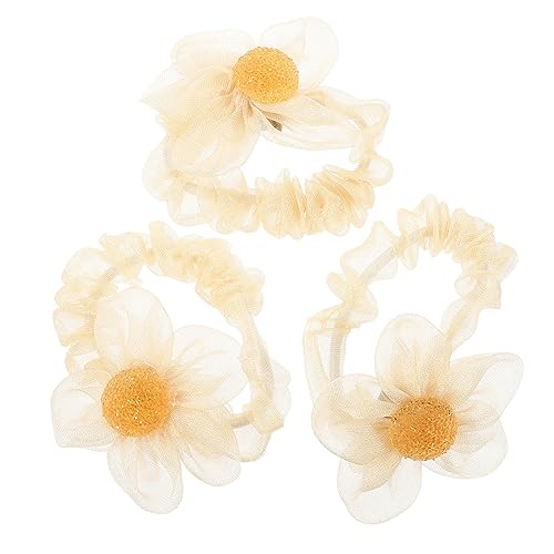 minkissy 3st Haarring Haare Knusprig Elastische Gummibänder Haarband Aus Seide Haargummis Mit Blumen Kopfschmuck Für Mädchen Haarschmuck Aus Tüll Krawatte Elastizität Fräulein Gittergewebe von minkissy