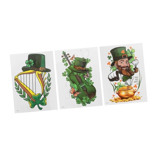 minkissy 3St Irische Tagesaufkleber Irische Aufkleber St. Patrick's Day Dekoration irischer Stein Patrick Stein st. Patricks Partyzubehör Fensteraufkleber zum Valentinstag PVC Green von minkissy