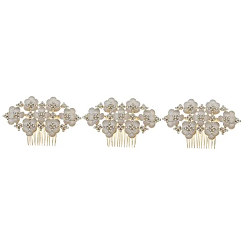 minkissy 3St Kamm Brauthaarkämme für die Hochzeit Haarschmuck für Frauen Tiara Braut Kopfschmuck Haarblumen für Frauen Hochzeit Mädchen schmücken Hochzeitsbedarf Kopfbedeckung Brautjungfer von minkissy