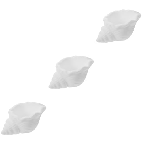 minkissy 3St Muschel-Untertasse Schalenschale Schminktisch-Tablett Schmuckhalter Shell Schmuckschale Schmucktablett schmuckkästchen Schmuck Tablett Bild-Requisiten Ringorganisator Gips Weiß von minkissy