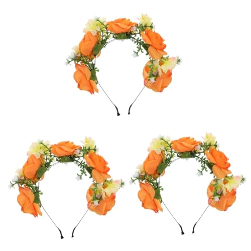 minkissy 3St Stirnband aus künstlichen Rosen fasching haarreif faschingshaareif weihnachtsdeko Party-Haarschmuck Blumenstirnband für Party die Blumen schmücken Stoffblumen Kopfbedeckung von minkissy