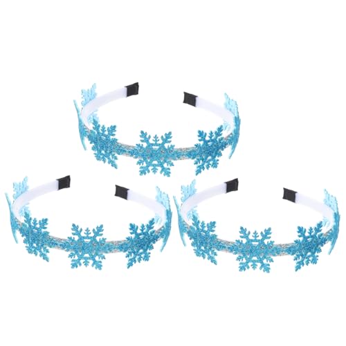 minkissy 3St Weihnachts-Schneeflocke-Stirnband Weihnachtshaarschleifen Schneeflocke Kostüm weihnachtshaarspangen weihnachts haarspangen Weihnachtsschneeflocken-Stirnbanddekor Harz Blue von minkissy