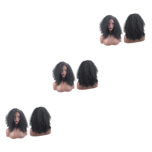 minkissy 3St schwarze gewellte perücke lockige perücken für schwarze frauen lockige Echthaarperücke Afro-Perücken kleine Lockenhaarperücke Haarschmuck für Frauen Handgemacht Lockige haare von minkissy