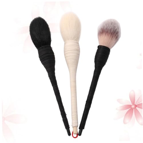 minkissy 3st Schminkpinsel Make-up Pinsel Make-up-tools Aus Wolle Kosmetikpinsel Puderpinsel Wolle Make-up-pinsel Aus Wolle Hölzern Rattan Einfach von minkissy