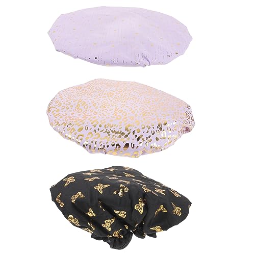 minkissy 3stücke Duschhauben Für Damen Wiederverwendbar Haarhaube Große Duschhauben Duschhüte Für Langes Haar Bad Sauna Kappen von minkissy