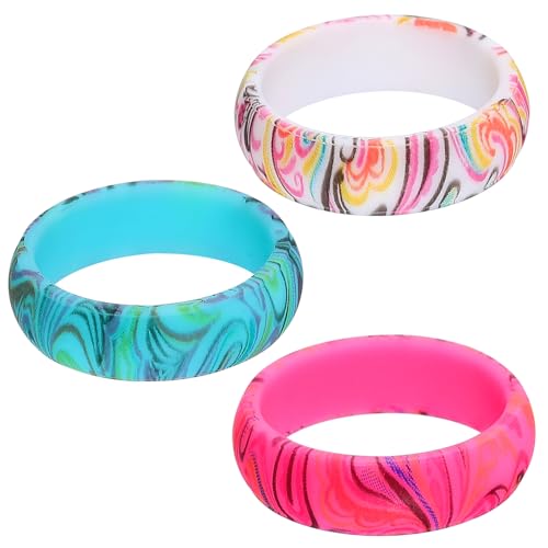 minkissy 3Stücke Damen Silikonringe Stilvolle Gummiringe Für Hochzeiten Modisches Unisex Design Für Sport Outdoor Aktivitäten Hautfreundlich Langlebig von minkissy