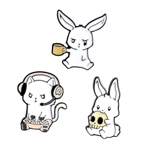 minkissy 3Stücke Niedliche Kaninchen Brosche Tierbrosche Legierung Dekorative Anstecker für Kleidung Hüte Taschen für Ostern Besondere Anlässe von minkissy