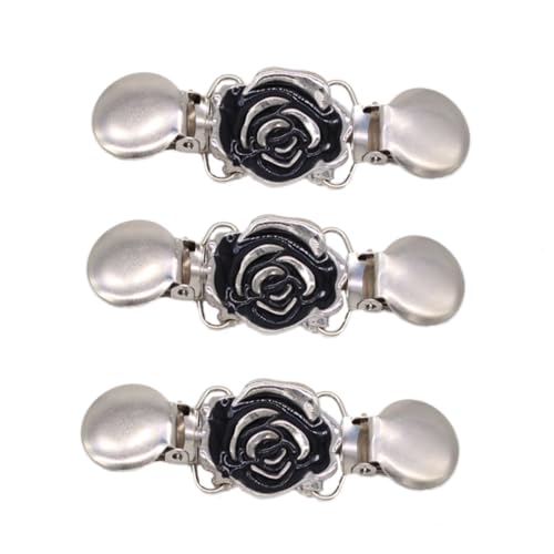 minkissy 3Stücke Teiliges Strickjacke Clips Blumenform Stilvolle Schal Clips Für T Shirts Pullover Silber Vergoldet Vielseitig Einsetzbar Für Cardigans Leichte Jacken von minkissy
