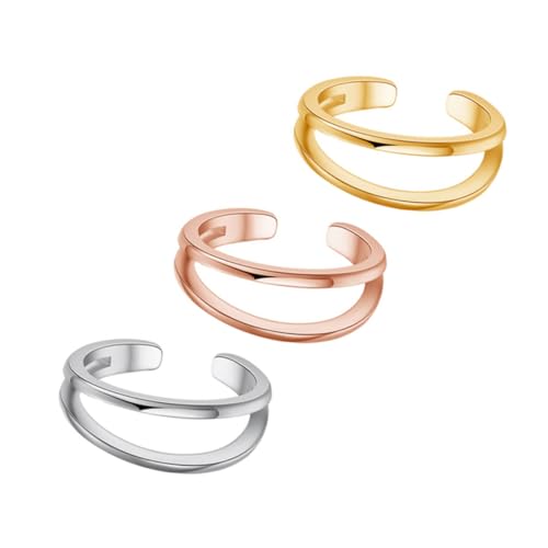 minkissy 3stücke Knöchelring Zehenringe Kupferringe Dekor Damen Fußring Mode Fußring Zubehör Weiß Gold Roségold von minkissy