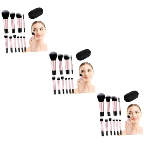 minkissy 3er-set Mini-make-up-pinsel Make-up-pinsel-set in Reisegröße Für Lidschatten Rouge Textmarker Einfache Aufbewahrung Stilvolles Design 10 Stück * 3 von minkissy