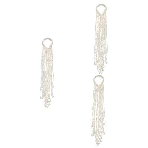 minkissy 3pcs Bohemian Headwear Hochzeit Makramee Stirnband Makramee Haarband Schleier Stirnband Braut Stirnband Zopf Haarschmuck Hochzeit Stirnband Hochzeit Haarband Brautschmuck Baumwollseil von minkissy