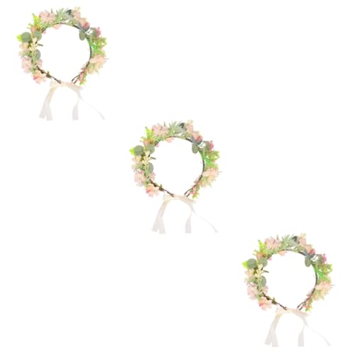 minkissy 3pcs Bridal Wreath Hair Accessories for Ladies Headbands Bride Headband Flower Floral Hair Wreath Flower Wreath Headband Flower Head Garland Bridal Floral Headdress Colorful von minkissy