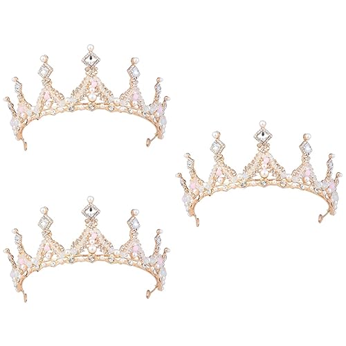 3st Braut Stirnband Prinzessinnen-stirnbänder Für Mädchen Bürstenreiniger Für Haarschneidemaschinen Prinzessinnen-stirnband Braut-tiara Mädchen-stirnband Kind Kristall Haarschmuck von minkissy