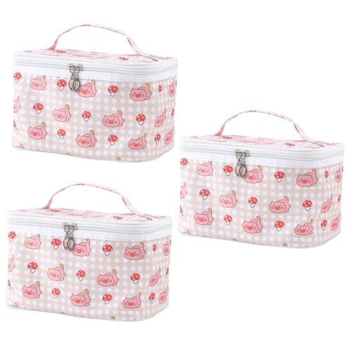 minkissy 3pcs Hand Cosmetic Bag Cosmetic Make up Cosmetic Travel Bag Make up Bag Makeup Bags for Women Toiletry Bag Makeup Travel Bag Makeup Bag Organizer Miss wash Bag Polyester Hanging, rose, von minkissy