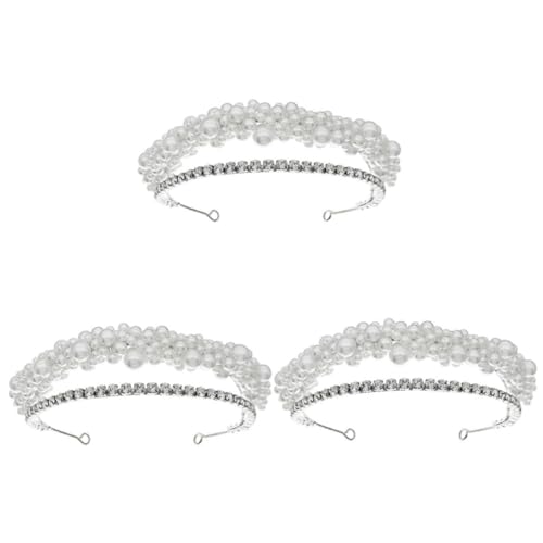 minkissy 3pcs Perle Krone Braut Stirnband Damen Stirnbänder Hochzeit Stirnband Strass Stirnband Haar Juwelen für Frauen Strass Imitation Perle Haarschmuck Hochzeitskleid Braut von minkissy