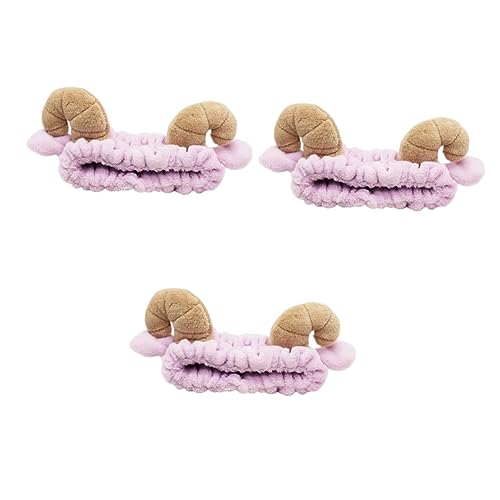 3st Flanell-stirnband Stirnbänder Spa-stirnband Stirnband Aus Horn Strumpffüller Für Frauen Haarband Flauschiges Stirnband Zum Waschen Des Gesichts Violett Erröten Dreidimensional von minkissy