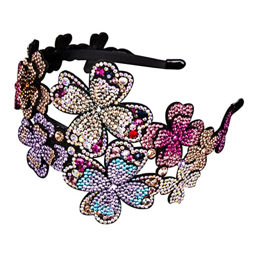 3St Stirnband Haarbänder Frauen Flapper Haarband Flapper aus Kristall Schmuck Tiara Strass-Kopfbedeckung Flapper Haarband aus Strass Blumen Schallwand Clip waschen Kristallperlen von minkissy