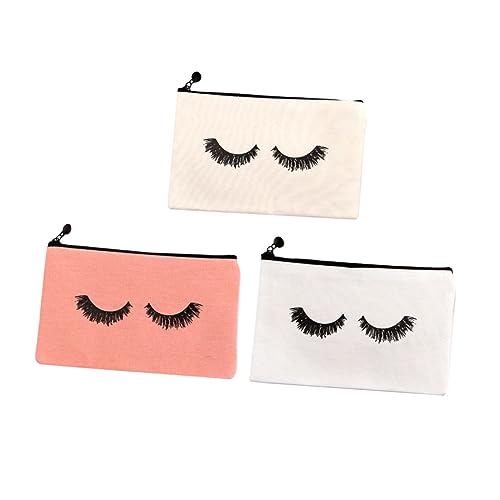 minkissy 3pcs Wimpern Make-up Tasche Reise Kosmetik Tasche Reise Handgepäck Tasche für Frauen Kosmetik Reisetasche Reise Make-up Taschen für Frauen Druck Aufbewahrungstasche Miss Wallet Canvas von minkissy