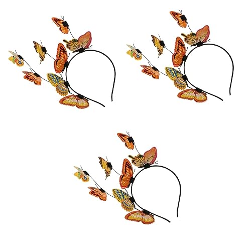 3st Schmetterlinge Haarspangen Schmetterlings-stirnband Für Frauen Derby-stirnband Tea-party-stirnband Fascinator-hut Schmetterlingskostüm Kleidung Dreidimensional Fräulein Perücke von minkissy