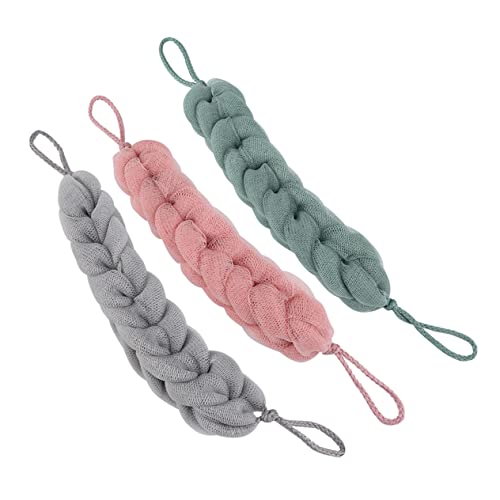 minkissy 3stücke Rückenpeeling Für Dusche Rückenbürste Mit Langen Riemen Badetuch Mit Handzugschnüren Rückenmassagetuch Für Tiefenreinigung Reibetuch Für Hornhautentfernung von minkissy