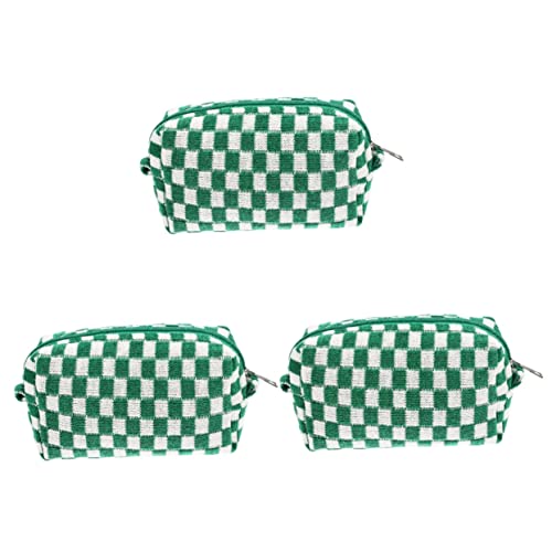 minkissy 3st Kosmetiktasche Frauen Reisen Kulturbeutel Für Damen Tragbare Kulturtasche Großes Federmäppchen Wolle Make-up-pinseletui Mode-geldbörse Hautpflegetasche Fräulein Stoff Plaid von minkissy