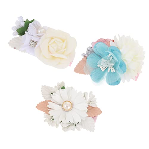 minkissy 3st Künstliche Kopf Haarspange Seitliche Haarnadel Blumenhaarklemmen Baby- Haarspangen Des Babys Alligator- Haarspangen Chiffon Blumenbogen Niedlich Brautjungfer Stoff Knopf von minkissy