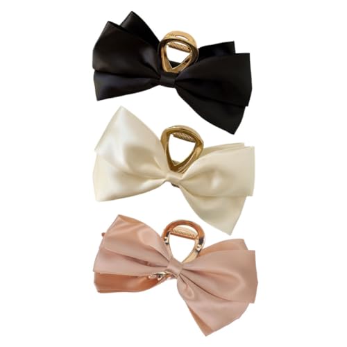 minkissy 3stücke Schleifenklammer Haarklammern Für Frauen Lange Haarklammer Große Haarklammer Für Dünnes Haar Einfache Struktur Geringes Gewicht Robustes Satin Eisenmaterial von minkissy