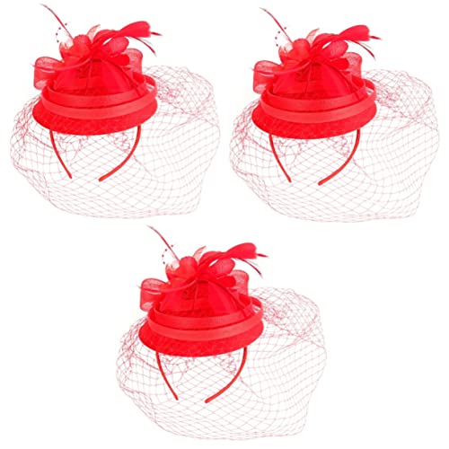 minkissy 3st Tea-party-hut Hochzeit Stirnband Mini-hut-fascinator Frauen-fascinator-stirnband Mini-haargummis Pillbox-hut Vintage-hut Frauen Kopfschmuck Kunstfeder Braut Kleid Blütenkopf von minkissy