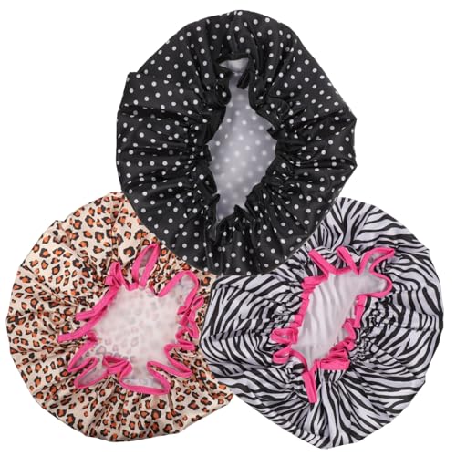 minkissy 3stücke Damen Schlafmütze Wasserdichte Peva Duschhaube Für Gemütlichen Schlaf Atmungsaktiv Tragbar Und Vielseitig Für Hausgebrauch Mit Verschiedenen Designs Zebra Punkte von minkissy