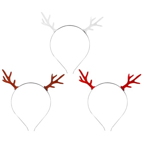 minkissy 3stücke Leuchtendes Stirnband Mit Geweih-design Haarreif Für Weihnachts-feiern Robuste Legierung Einfach Zu Tragen Bewahren von minkissy