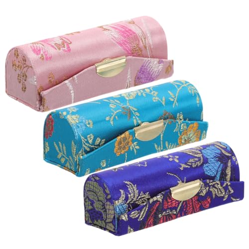 minkissy 3stücke Lippenstiftetui Mit Blumenmuster Tragbar Für Reisen Aufbewahrungsbox Für Lippenstifte Make-up-organizer Kompaktes Etui Für Unterwegs von minkissy