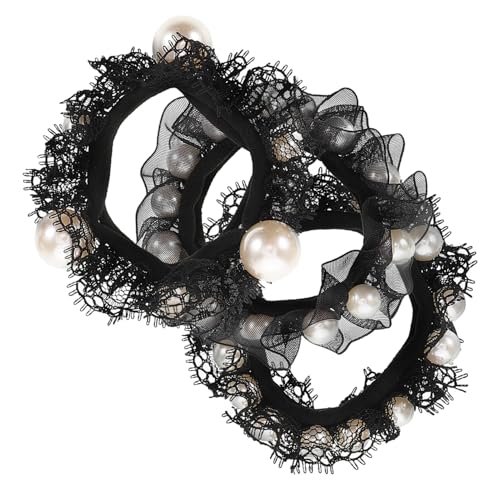 minkissy 3stücke Haargummis Aus Baumwolle Mit Perlen Für Pferdehaare Elastische Haarseile Ohne Beschädigung Für Frauen Und Mädchen Dicke Und Dünne Haargummis Für Modische Frisuren von minkissy