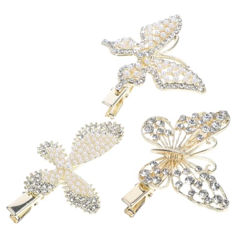 minkissy 3stücke Schmetterlings-haarspangen Kleine Haarnadeln Damen Haaraccessoires Strass Haarstyling Werkzeuge Für Glattes Und Lockiges Haar von minkissy