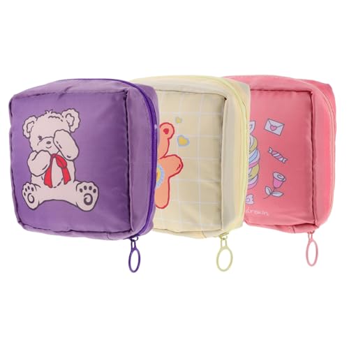 minkissy 3stücke Teilige Tasche Zum Aufbewahren Von Tragbare Stillmatte Aufbewahrungsbeutel Kleine Cartoon Kosmetiktasche Periode Tasche Für Damen von minkissy
