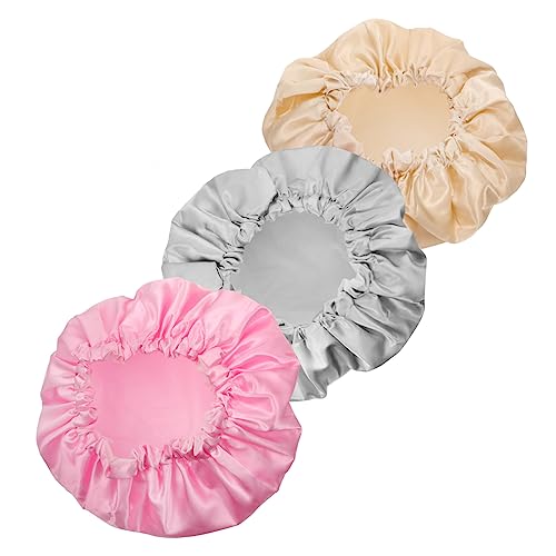 minkissy 3 Stück Wiederverwendbare Duschhauben Für Frauen Elastische Badekappen in Festem Farbdesign Für Friseursalons Und Beauty Anwendungen von minkissy