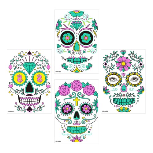 minkissy Halloween Gesicht Aufkleber 4 Pack Glowing Fake für Party Cosplay Requisiten Tag Der Toten von minkissy