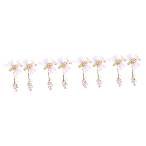 minkissy 4 Paare Quaste Haarspange Perlen-krokodilklemme Haarspangen Für Mädchen Blumen-haarnadel Entenschnabel-haarnadel Quasten-blumen-haarspange Blumenspangen Die Blumen China Baby von minkissy